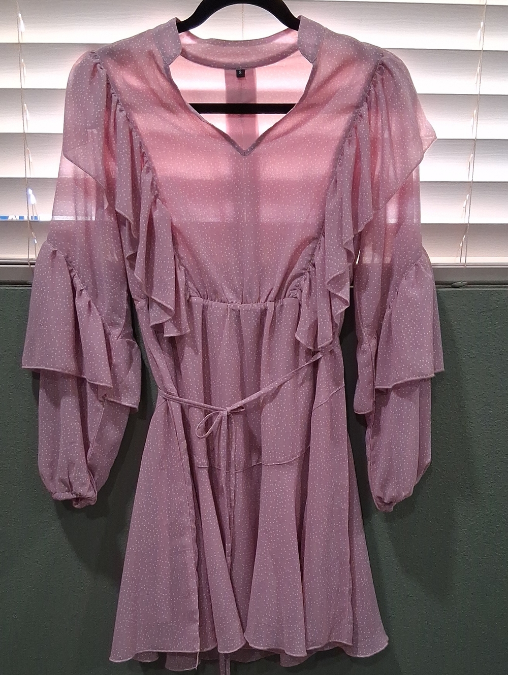 Amazon Pink Ruffled Chiffon Mini Dress